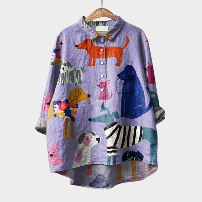 Poppy | Playful dog print blouse